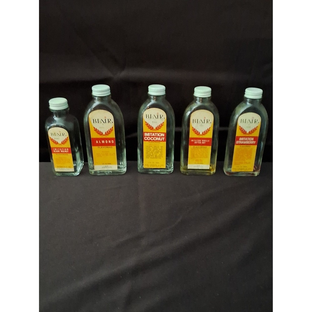 Lot Of 5 Vintage Blair Flavoring Bottles #21962 #72354 #80626‎ #80737 #71227 GVC